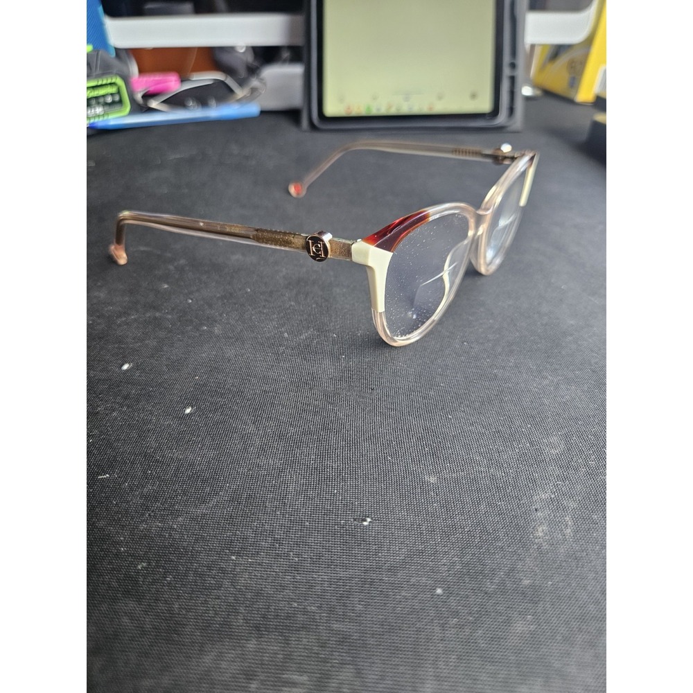 Carolina Herrera Women's Eyeglasses Clear Pink Red Cat Eye Frames Only